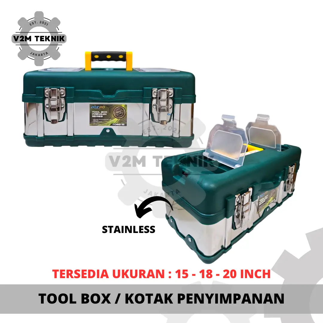 Tool Box Besar 15 Inch 18 Inch 20 Inch BESI STAINLESS / Kotak Penyimpanan Tool Box Bahan Tebal