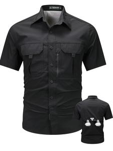 Outfit de verano: nueva camisa táctica para hombre de manga corta y secado rápido, ropa de trabajo al aire libre, camisa con cuello tipo mandarín y múltiples bolsillos, camisa militar elástica para hombre, camiseta transpirable para hombre