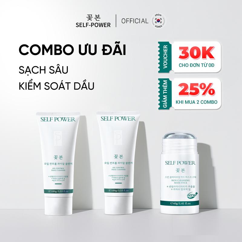  Combo SELF POWER Gồm Mặt Nạ Đất Sét Kao Lin Tía Tô Làm Đẹp Da 40g + Sữa Rửa Mặt Hỗ Trợ Dưỡng Trắng Dưỡng Ẩm Da 100g Skincare 