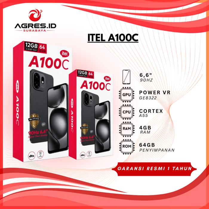 Gambar ITEL A100C 4GB 64GB BLAZE BLUE / BLACK / GOLD (BOX CHA + SCR) - GARANSII RESMI ITEL 1 TAHUN - 4/64, BLACK dari Agres ID Surabaya Kota Surabaya Tokopedia