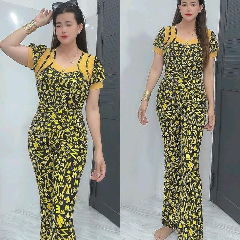 Đồ bộ nữ mặc nhà quần ống bass thun ati size 48 đến 78kg _Tâm Đan 4