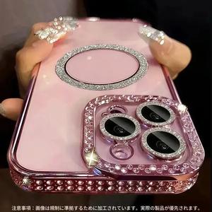 iPhone 17 Air 16 15 14 13 12 11 Plus Pro Max 用 キラキラ ラインストーン 磁気 ケース、落下防止 ファッション レディース カバー