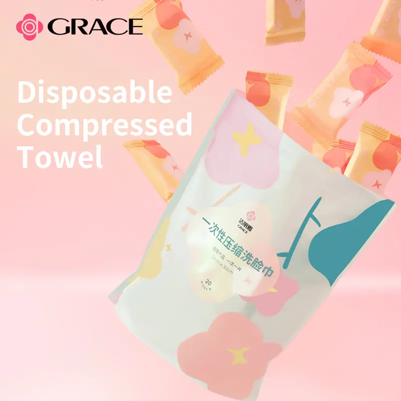 Grace Compressed Towel 20 PCS Mini Tablets Disposable Portable Face Towel Cotton Coin Tissue for Travel, Camping, Hiking, Sport, Beauty Salon, Home Hand Wipes and Other Outdoor Activities