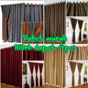 [Cuci Gudang] Promo paket 4pcs Gorden pintu dan jendela ring 10 uk 110*220 4pcs 100rb Katun Tali