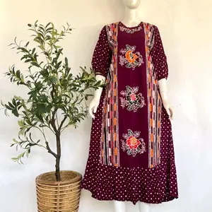 SAKDRES BARPIN SEROJOAN RENDA STANDAR BUSUI CAP CANTIK MEWAH PREMIUM ELEGAN KLOK Formal Ibu Muslim Rayon Nyaman Wanita Motif Panjang Katun