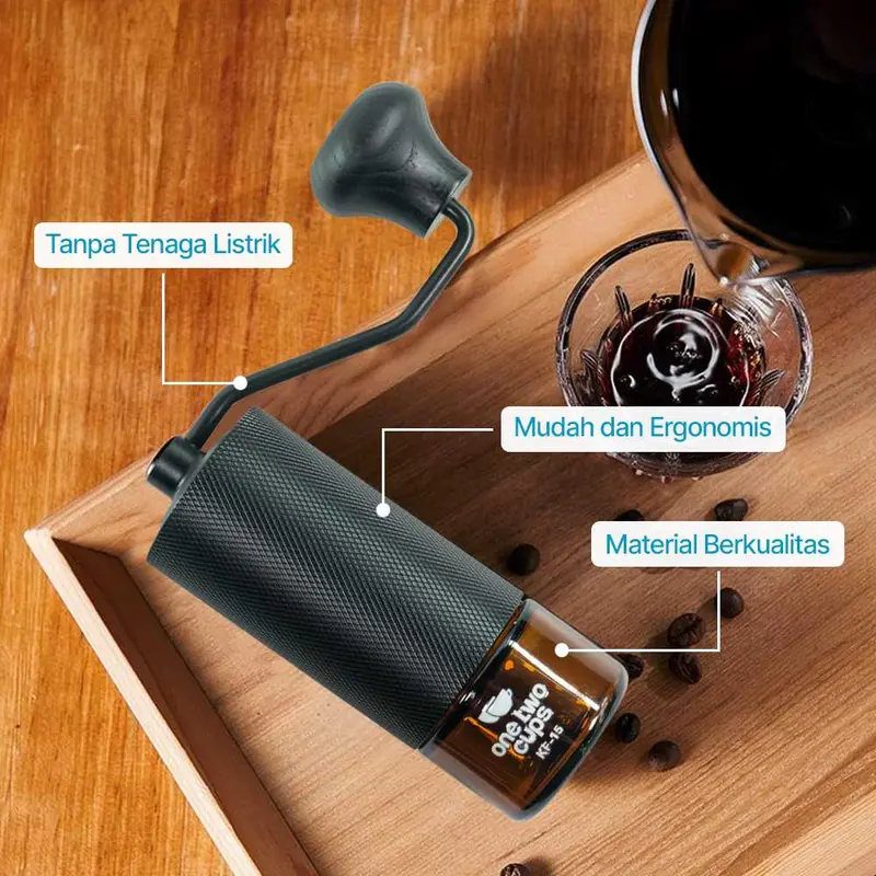 One Two Cups Alat Penggiling Kopi Manual Coffee Grinder Adjustable - KF-15 3