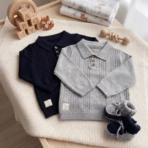 Babyboo Knitwear – Cable Knit Polo Baby Sweater