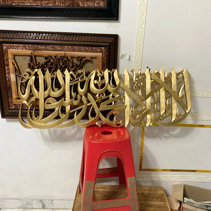 Kaligrafi frameles tahlil ukuran 120x40 kayu jati solid poxy duco top color