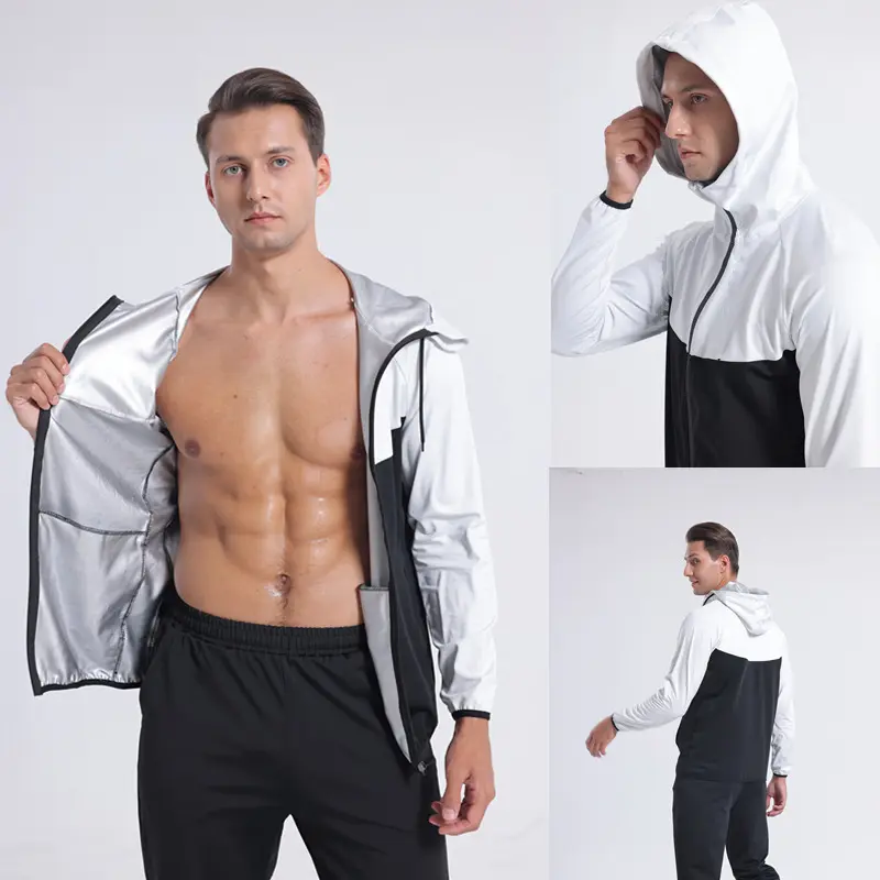 【Ready Stock M-4XL 】Plus Size Fitness Sauna Suit Sweat Suit for men track suit sauna jacket running Exercise Gym Anti-Rip Suit