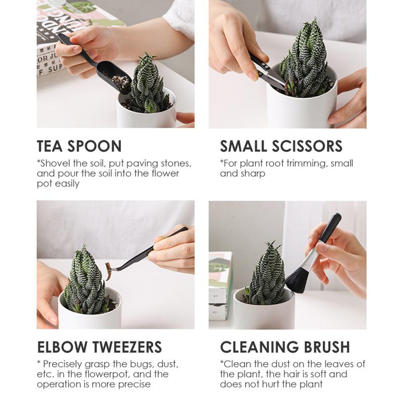 Product Introduction of Black Edition Gardening Tool Set Terrarium Succulent Plants DIY Tools Garden Planting Tool Kit 32