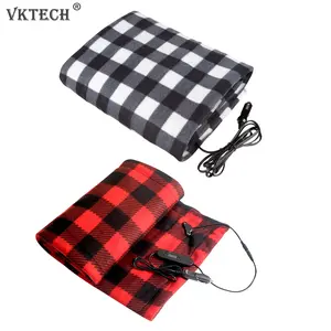 Electric Car Blanket 12 Volt Heated Fleece Travel Throw Safety Timer