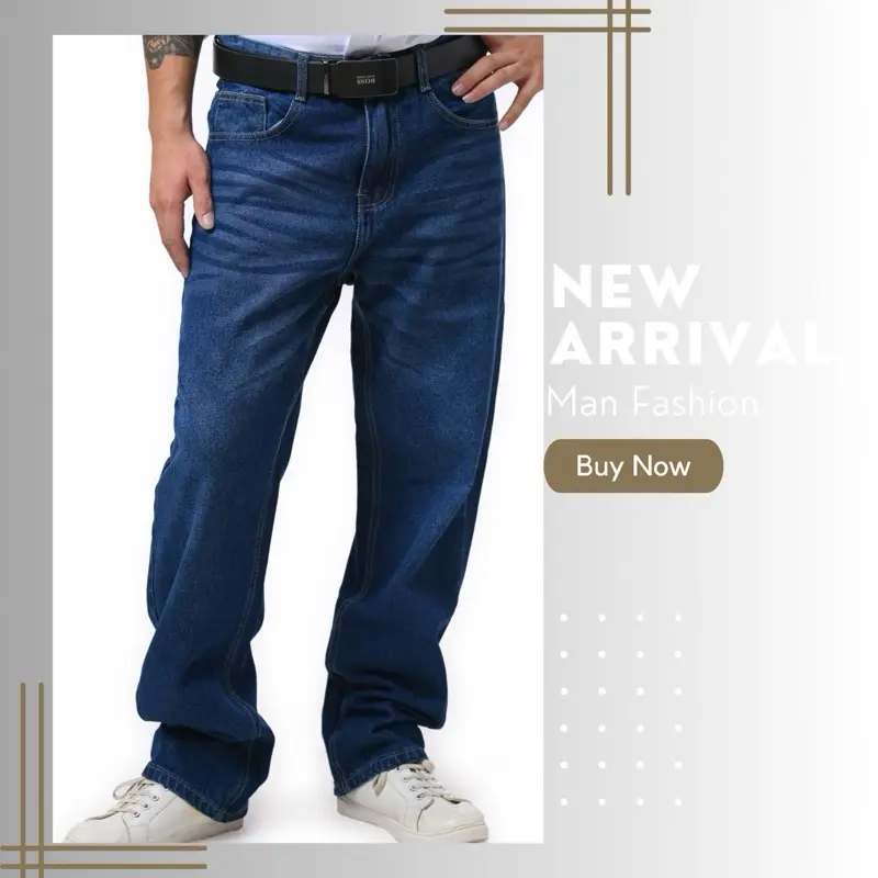 Quần jean nam trung niên LUCA big size ống suông rộng chất denim không co giãn - Pants, Menswear 0