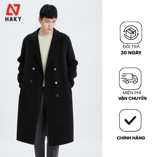 HK18 Dáng Ngắn Áo mangto Nam Áo Mangto Dạ Dáng Dài Hàn Quốc Có 6 Khuy 2 Màu Nâu và Đen HAKY Áo Khoác Măng Tô Dáng Dài Áo Khoác Măng Tô Dạ HK412