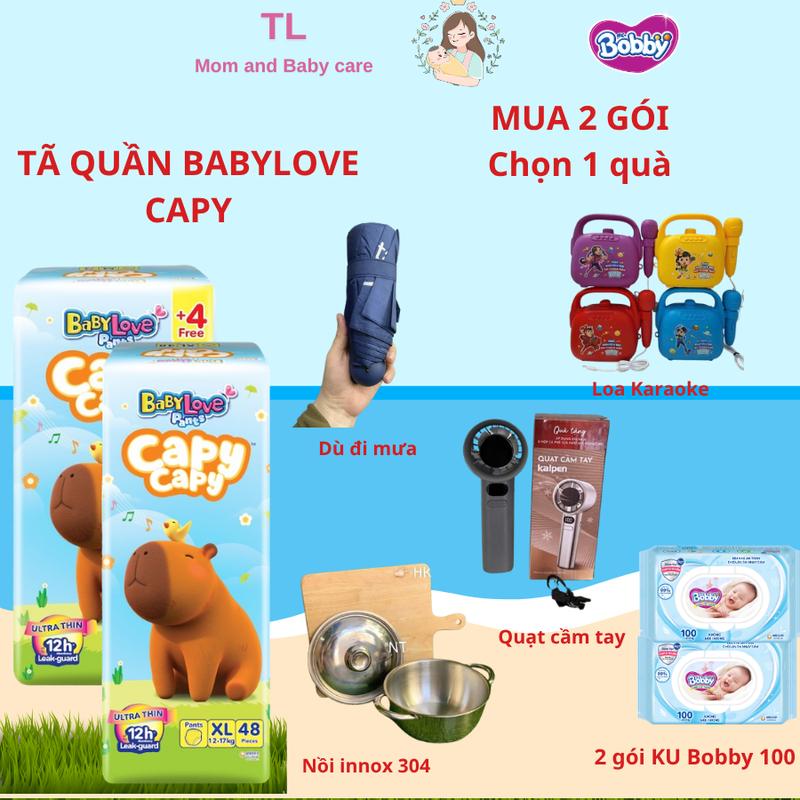 (COMBO 2 GÓI)Bỉm Tã Quần BabyLove CapyCapy đủ size M56+4/ L52/ XL48/ XXL44/ 3XL34/ 4XL30/ 5XL26 miếng - Bỉm CAPY