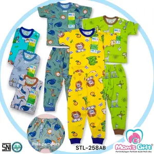 3pcs setelan mom’s gift (cpr) kancing bahu motif | atasan pendek celana panjang | motif random