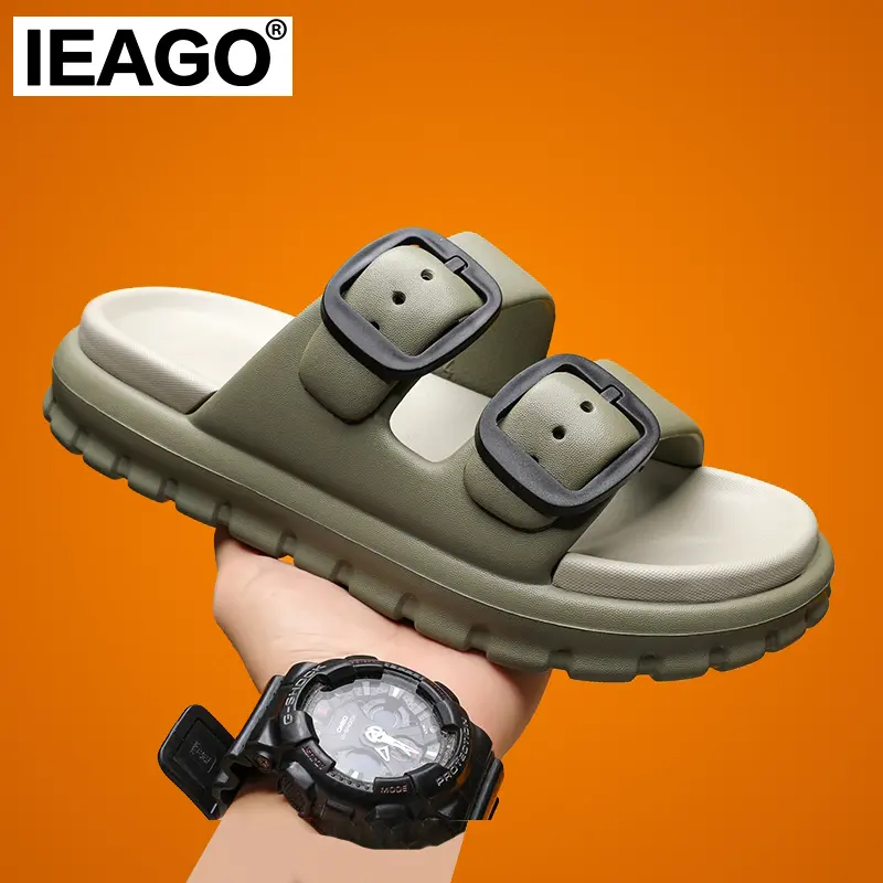 IEAGO Original Men Thick Sole EVA Slippers Lightweight Double Sole Sandals Breathable Summer Casual Beach Sliders