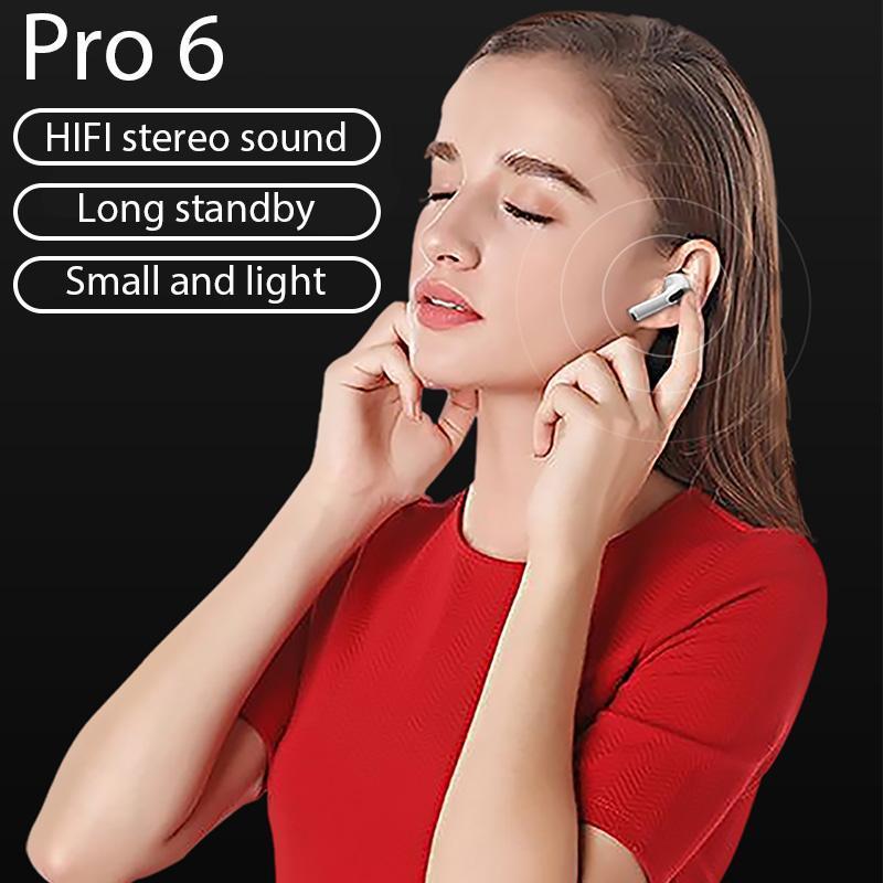 Product Introduction of Tai nghe không dây Pro6 TWS, MỚI, có Mic, Tai nghe Bluetooth Fone, Thích hợp cho thể thao và chạy, Tai nghe, Tương thích với hầu hết các điện thoại di động có Bluetooth 0