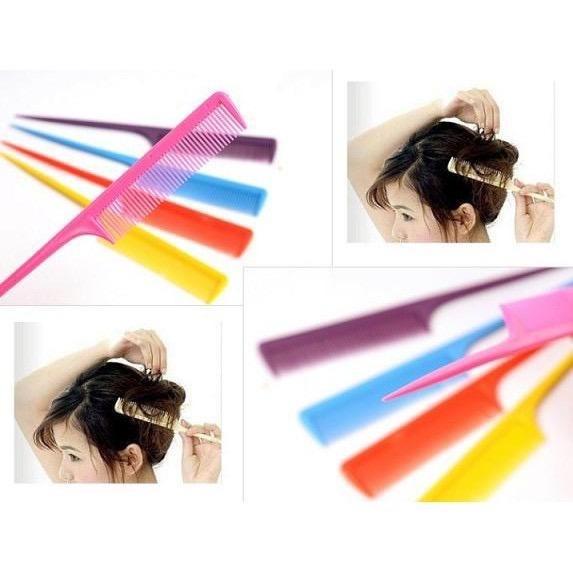 COD (YBL) Sisir Sasak Plastik Polos Warna Warni Sederhana Sisir Rambut Sanggul Gagang Panjang Sisir Konde Sisir Blow Lancip (BELI LOKAL) 3