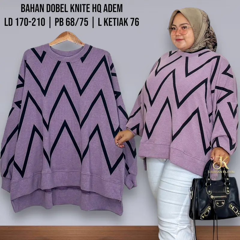 Atasan Knite Batwings Jumbo LD 170-210 Estimasi BB 85-140KG Hq Free Bros Muslim Wanita Knitwear Baju Oversize Panjang | By Juragan Klambi 5