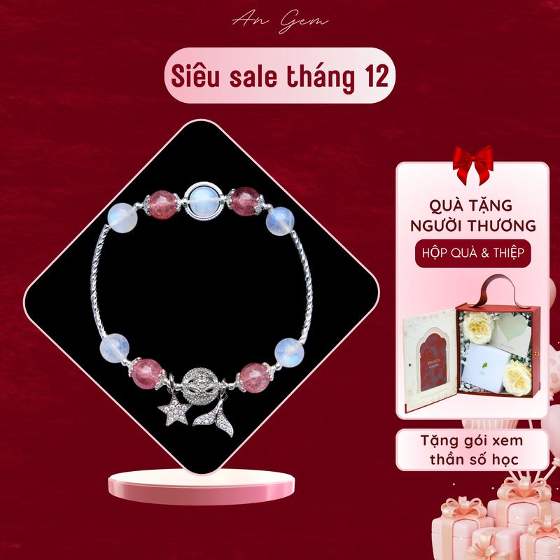Vòng tay đá mặt trăng moonstone mix các loại đá full charm lắc tay nữ đá tự nhiên phụ kiện đeo tay tinh tế Bracelet quà tặng sinh nhật giáng sinh Noel Tết Valentine TẶNG GÓI XEM THẦN SỐ HỌC