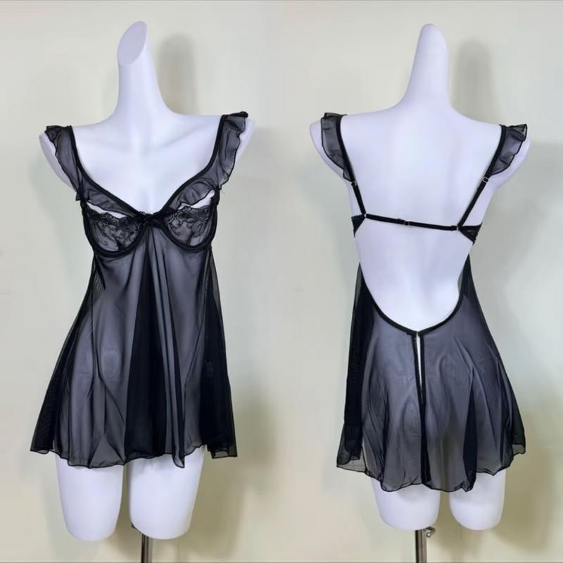 LP514 sexy lingerie baju sleepwear nilon transparan 5