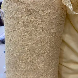 Brokat Khusus Butter Yellow Harga Per Setengah Meter Kualitas Premium untuk Pakaian Elegan