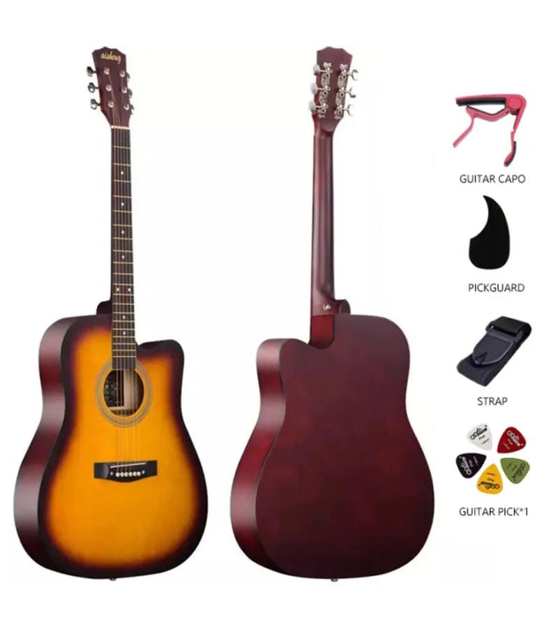 Product Introduction of Beginner 41 inch acoustic guitar with capo, pick, guitar strap, acoustic guitar, Christmas gift for boyfriend and girlfriend 40