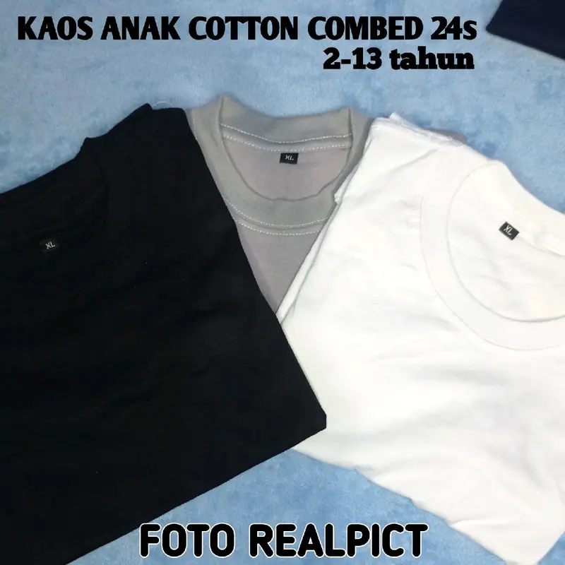 Willfit - Baju Kaos Polos Anak Laki Laki Katun Combed 24s Menyerap keringat Baju Fashion oblong xxl 0