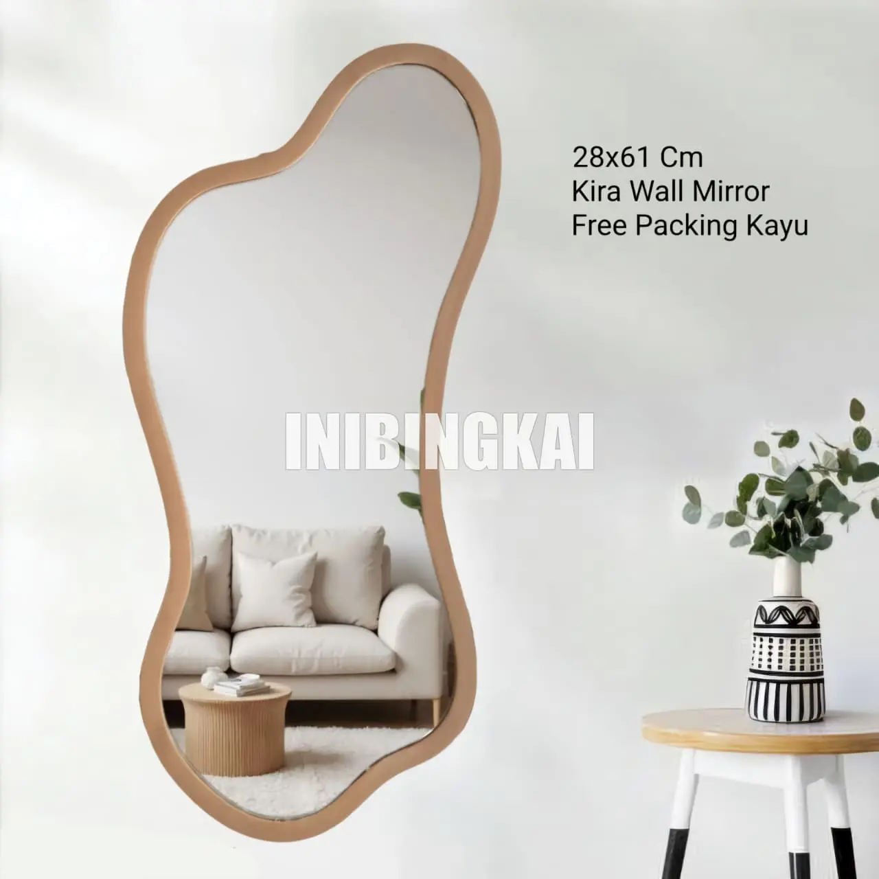 Cermin Dinding Estetik 28x61 cm | Mirror Minimalis Unik Aesthetic Kaca Asli
