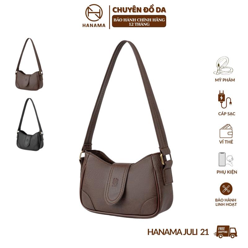 DAILY_HANAMA _Túi xách nữ đeo vai thiết kế cao cấp Hanama Juli21 Da Bag Đen - Nâu