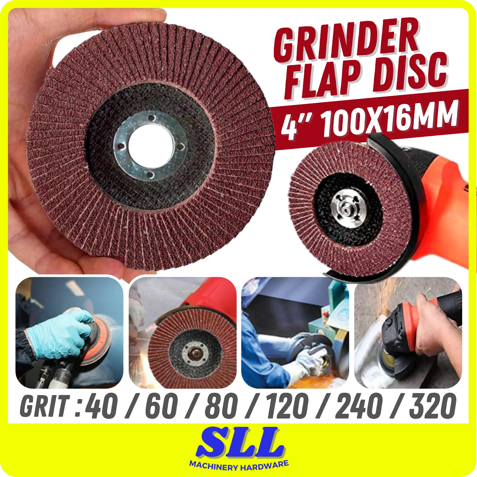1 PCS Flap Disc 4" ( 100mm x 16mm ) Sand Paper Abrasive / Sanding Grinding / Angle Grinder / Kertas Pasir Grinder