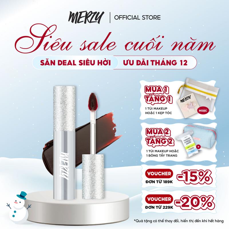   M13 GLAM VỎ BẠC  Son Kem Lì Trang Điểm Merzy Noir In The Mellow Tint 4g Cosmetic 