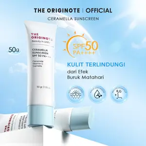 The Originote Ceramella Sunscreen SPF 50 PA+++ Sunscreen untuk Facial Sunscreen Sunblock perawatan Mencerahkan muka berminyak berjerawat dan Pencerah wajah dengan Hyaluronic Ceramide Vitamin C Avena Sativa (oat) Extract special