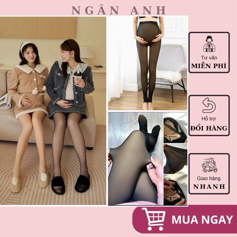 Ngân Anh Quần tất Bầu 3D lót nỉ thu đông,quần thiết ké đạp góp và liền bàn,có chun rút chỉnh bụng tiện lợi