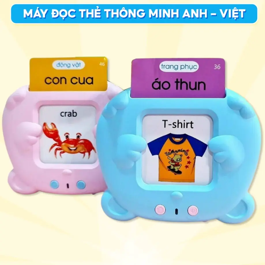Đầu đọc thẻ flash, Tiếng Anh và Tiếng Việt, dành cho trẻ sơ sinh, Cửa hàng Me Moc, Đầu đọc thẻ flash song ngữ, Tiếng Anh và Tiếng Việt, Bao gồm từ vựng 224, Được hỗ trợ bởi Mdta, Qc
