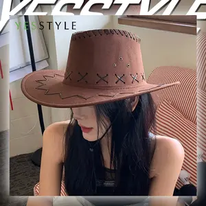 Topi Cowboy Pria Wanita Gaya Amerika Klasik / Topi Koboi Coklat Western Style