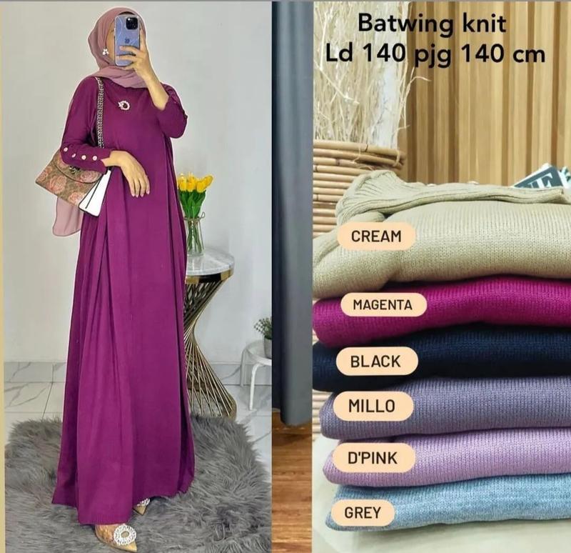 Product Introduction of dress innara jumbo Knit Muslim Wanita Dewasa Panjang Dress - 140cm Lebar Dada 2