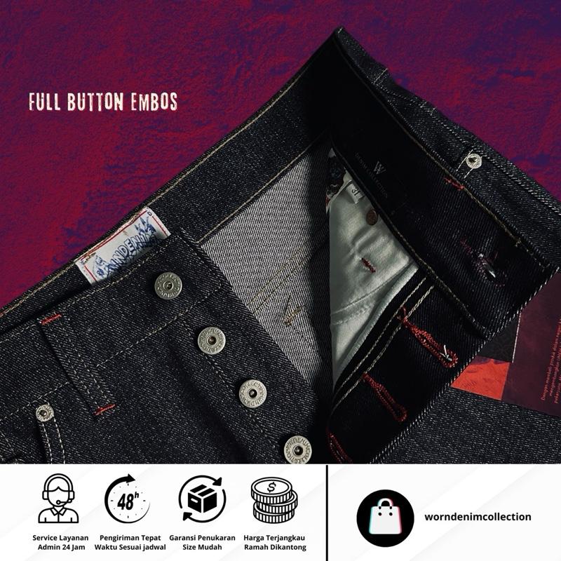 WORNDENIM-Bigsize Muzafa Series-raw denim 15 oz-buttonfly-sanforized-slimstright-non stretch Celana Panjang 5