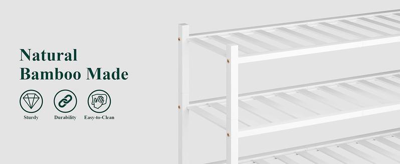 Product Introduction of Shoe Rack, 2/3/4/5/6 Tier Bamboo Shoe Organizer, Stackable Free Standing Wooden Shoe Storage Shelf for Closet, Entryway, Front Door Entrance 2
