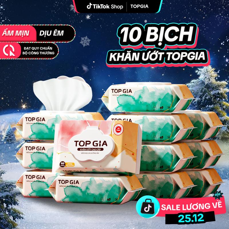   GIÁ TỐT HÔM NAY  Combo 10 Bịch 80 Tờ khăn Ướt TOPGIA Để Bàn Khăn Ướt Ban Mai Đa Năng Ẩm Mịn Mềm Mại Rút An Toàn Lành Tính Khăn Ướt Đa Năng Để Bàn ĐẠT QUY CHUẨN CỦA BỘ CÔNG THƯƠNG  KU  