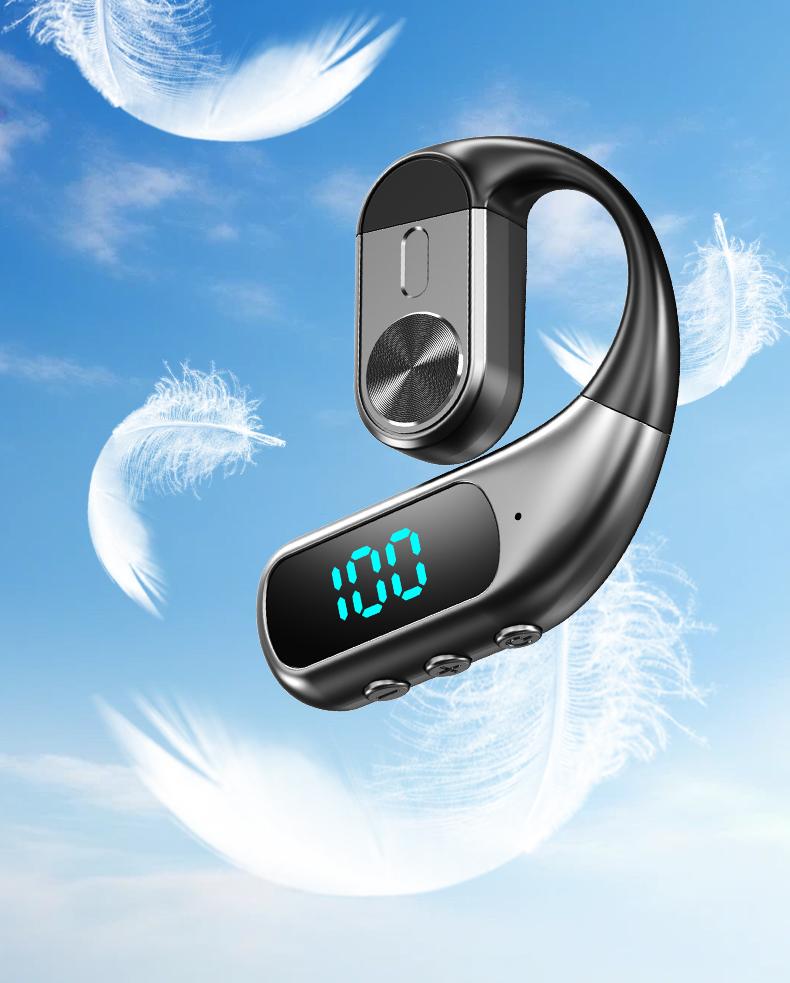 K1 Single Wireless Earphones Air Conduction OWS Headphone HiFi Ear-Hook Music Sports Noise Cancelling Headset Untuk Semua Smartphone
