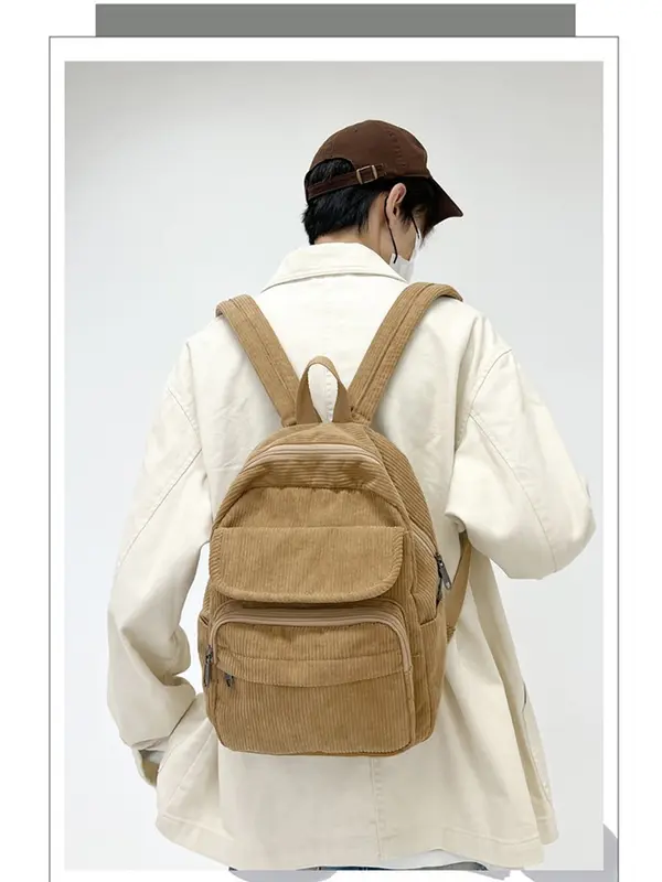 OneBear Tas Ransel Serbaguna Tas Ransel Corduroy multifungsi Wanita Terbaru Backpack Cewek full Korean Style tas ransel sekolah cewek LM23 2