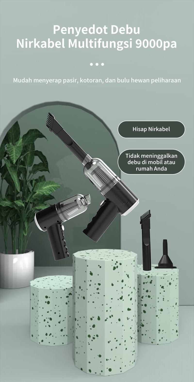 Good Deall Vacum Mini XCQ 02 Kuat 9000pa NirkabelMultifungsi untuk Mobil Sofa & Sudut Rumah Cas 1.5 Jam Pakai 30 Menit Penyedot Debu