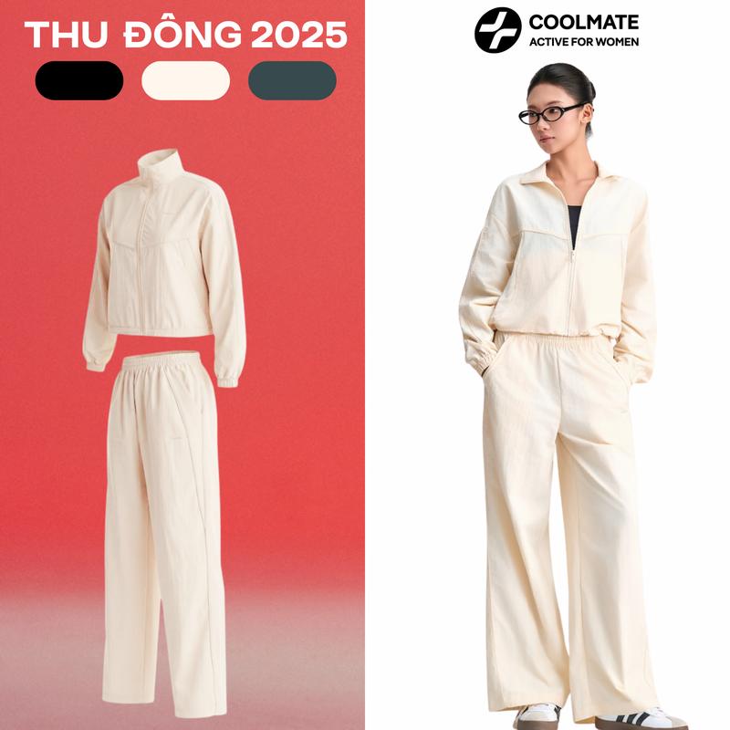 Set đồ bộ thu đông Nữ Áo khoác gió & Quần gió dáng dài siêu nhẹ thoáng mát nhanh khô trượt nước - Coolmate Active For Women