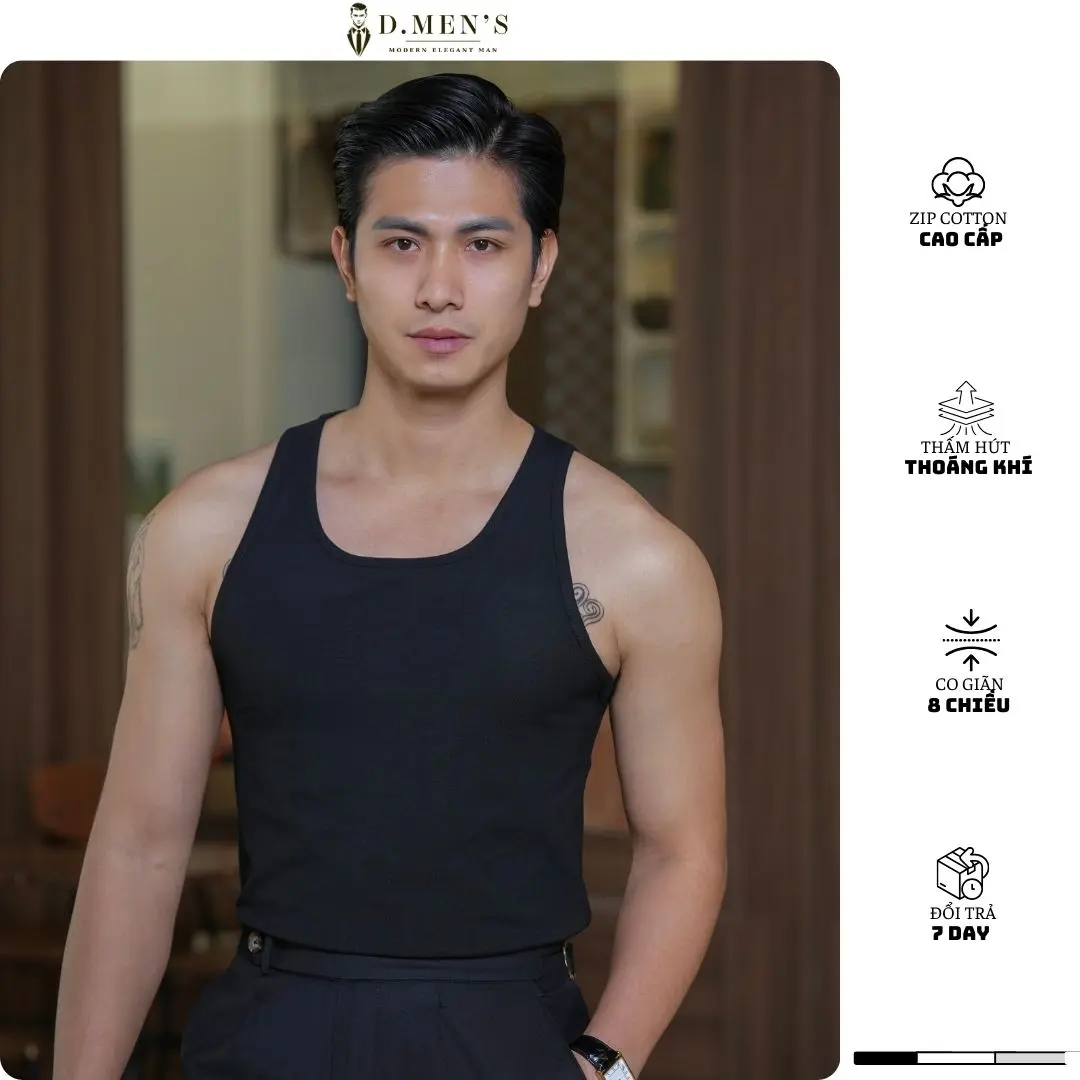 Áo Ba Lỗ Nam Menswear, Áo Tanktop Dáng Ôm Body Chất Liệu Bozip Cotton Thoáng Mát D.Men's