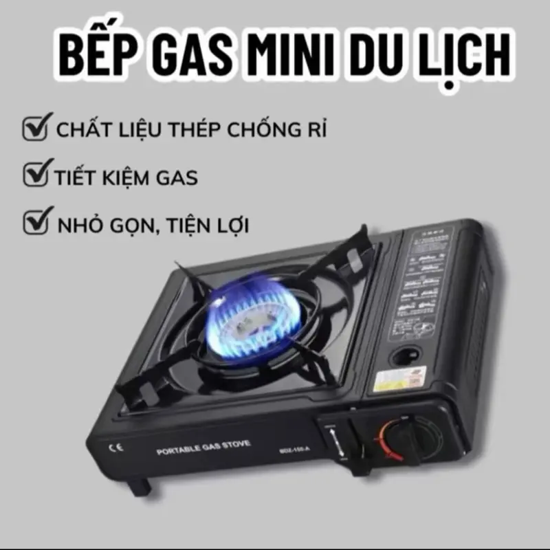 Bếp Gas Mini Du Lịch Thép Không Rỉ Chống Cháy Nổ Chống Gió Hoả Lực Mạnh 7