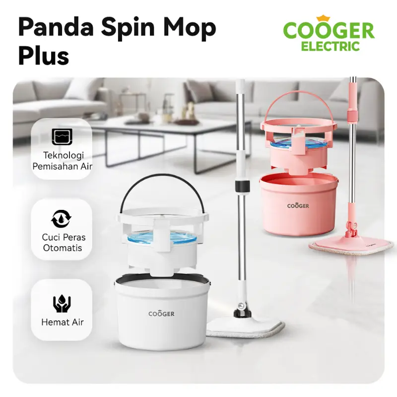 COOGER Electric Pel Panda Plus Dual Clean Mop Upgrade Spin Mop Upgrade Air Bersih Air Kotor Terpisah 0