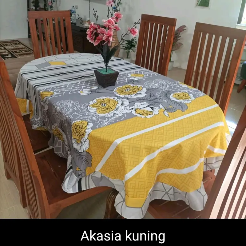 TAPLAK MEJA MAKAN OVAL KURSI 4 DAN 6 KAIN KATUN MODERN TERBARU 2024 Dekorasi Modern Taplak Meja Katun Elegant Pink Tablecloths & Runners 0