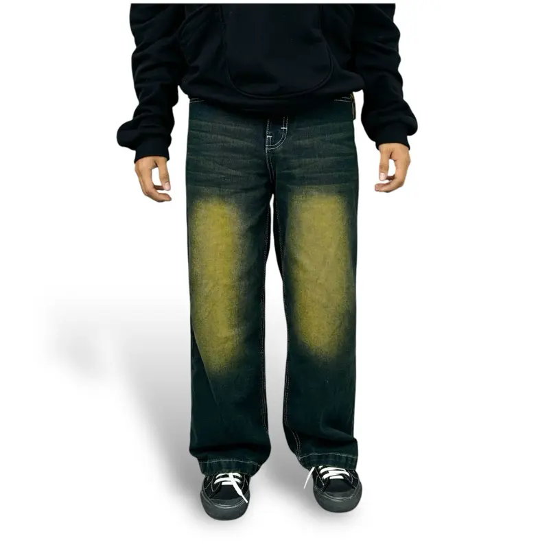 Flame Everyday Denim Y2K Indian Washed Baggy Wideleg Celana Jeans Pria Gombrong Panjang