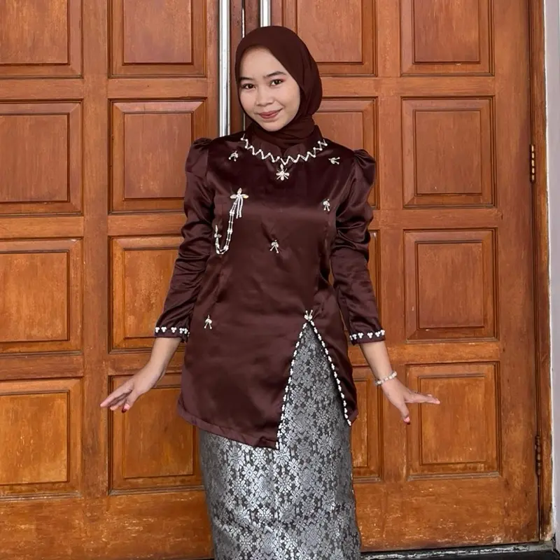 'CIARA' One Set Baju Kurung Payet Juntai kekinian Cantik Kondangan Mutiara Muslim Baju Atasan  Satin Songket Span